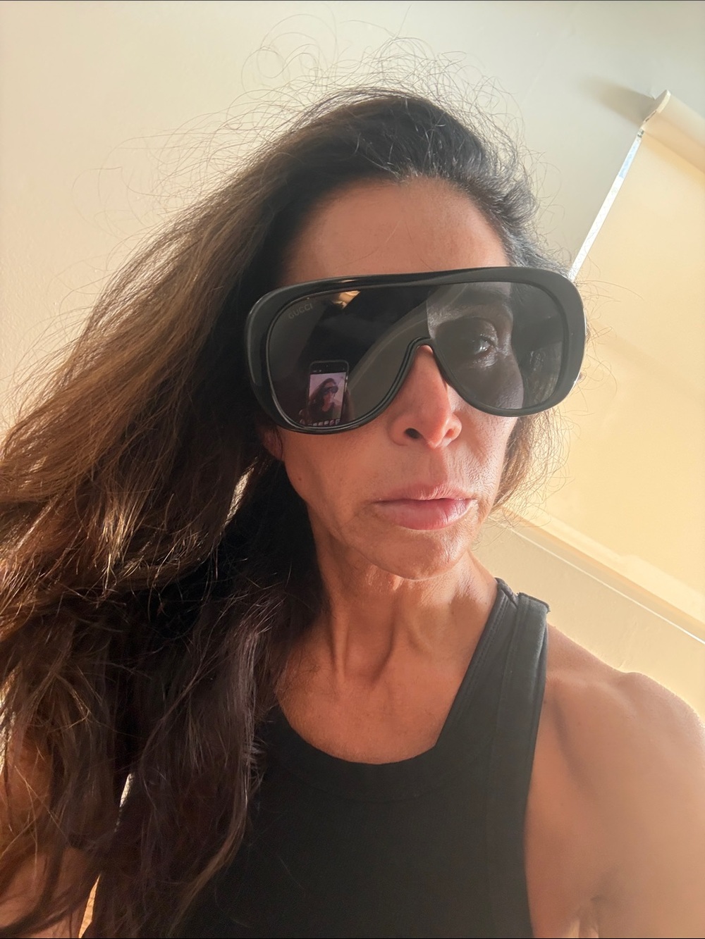 Gucci Women's Black Oversized Shield Sunglasses - Picture 8 of 8